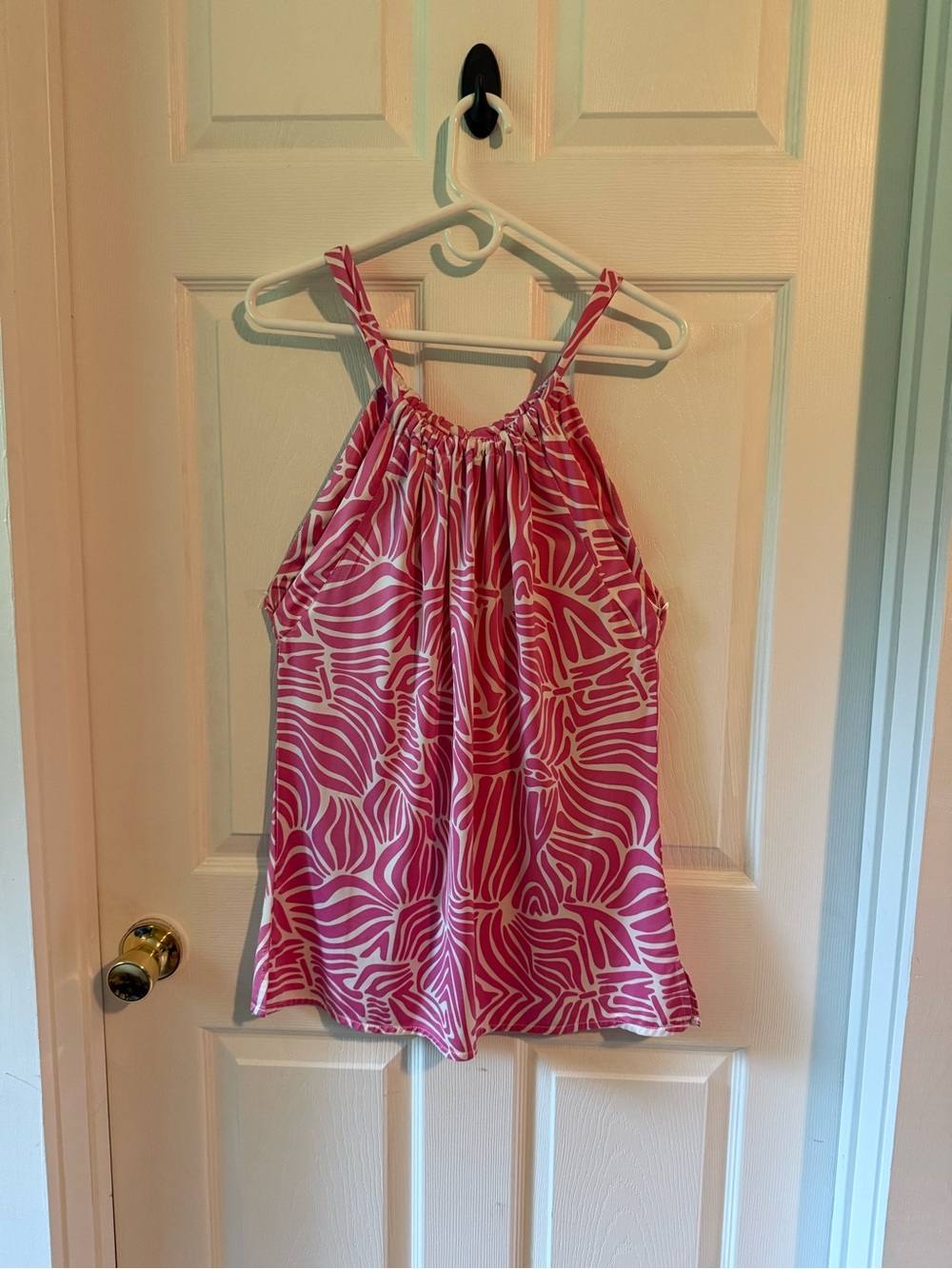 Women's Pink Printed Halter Tank Top